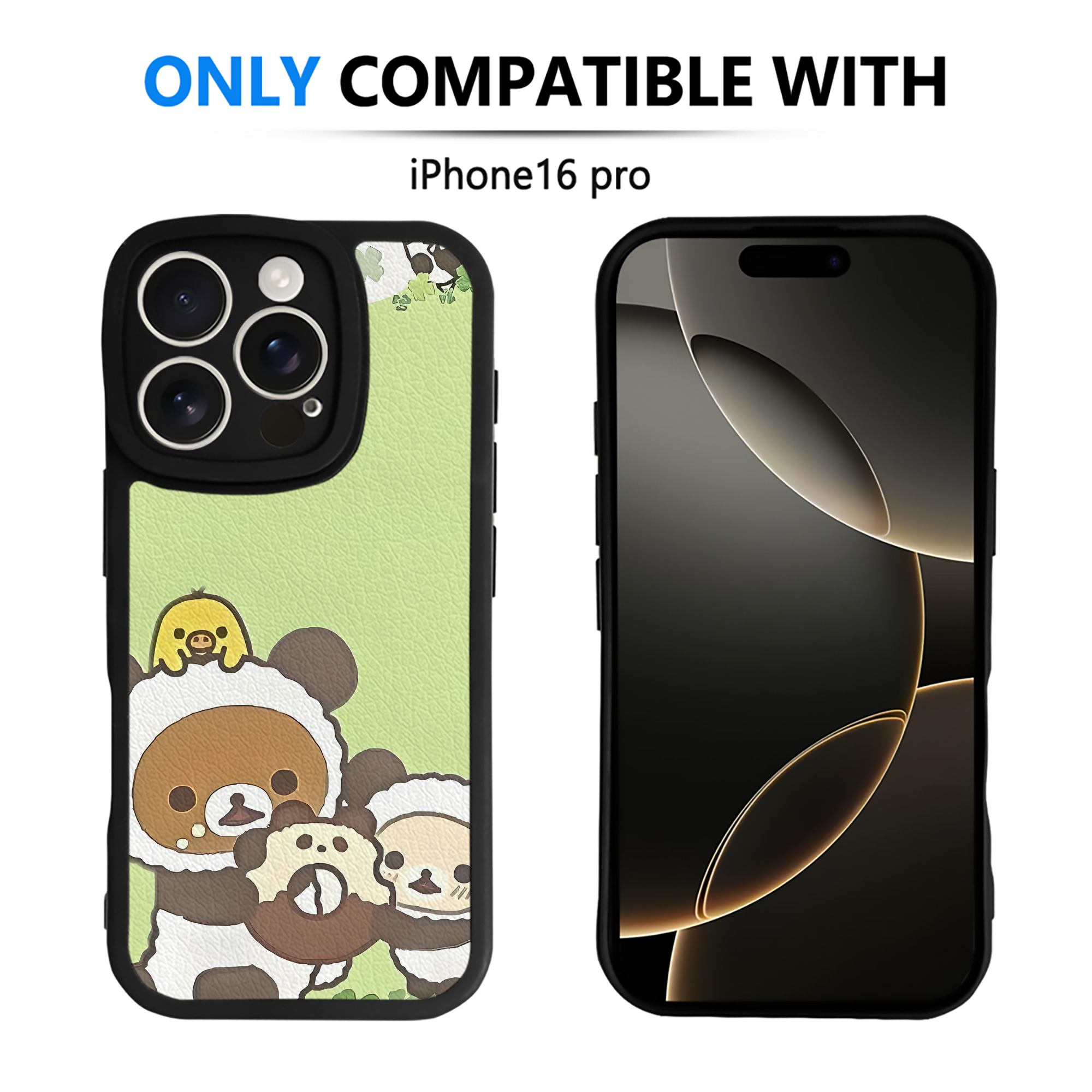 （画像用） リラックマ リラックマ キイロイトリ Rilakkuma Korilakkuma Kiiroitori 【iPhone 16シリーズ対応】シリコンスマホケース（レザー調） 材質：シリコン